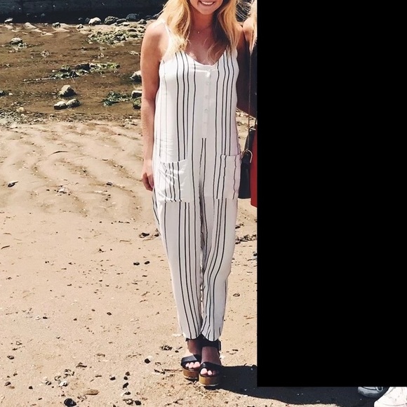 MPC Stripe Button-Up Jumpsuit - Picture 2 of 4